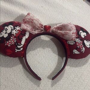 Red Minnie Mouse Ears Headband with Bow
